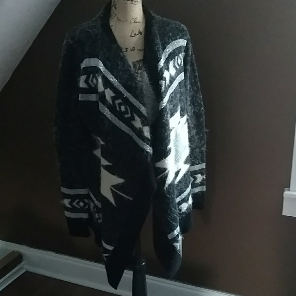 Fuzzy And Warm, BCBG cardigan.